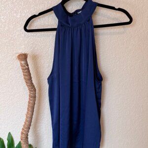 Express Royal Blue Halter Top – Size L, Satin Feel, Chic & Stylish